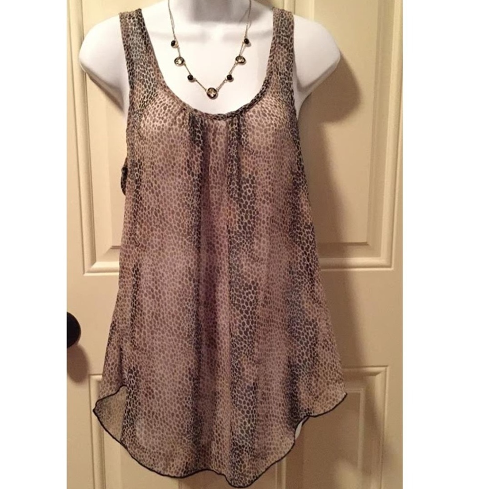 Sheer Animal Print T-Back Tank Top